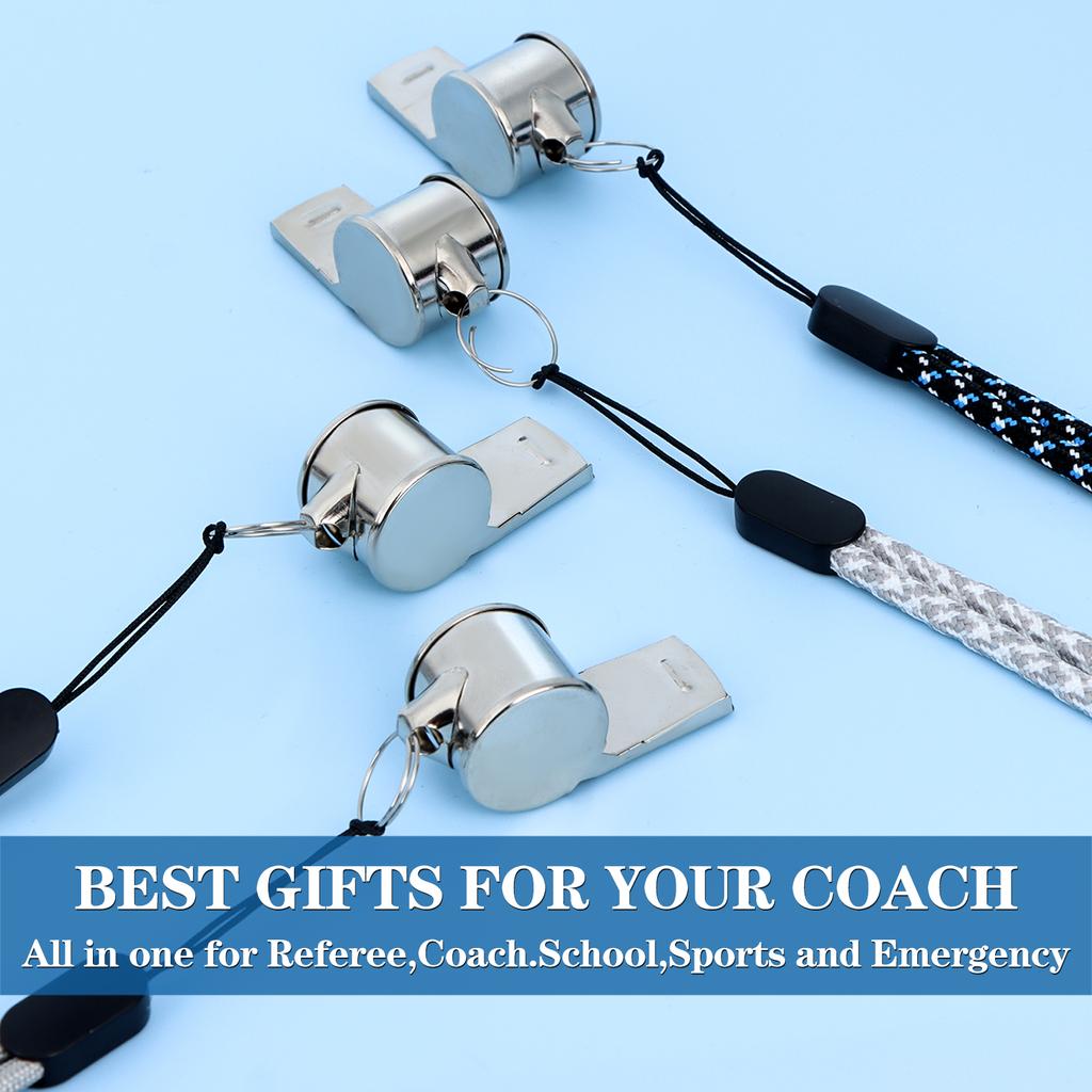 6 Pack Stainless Steel Sports Whistles With Lanyard Coach Whistle Loud Crisp
