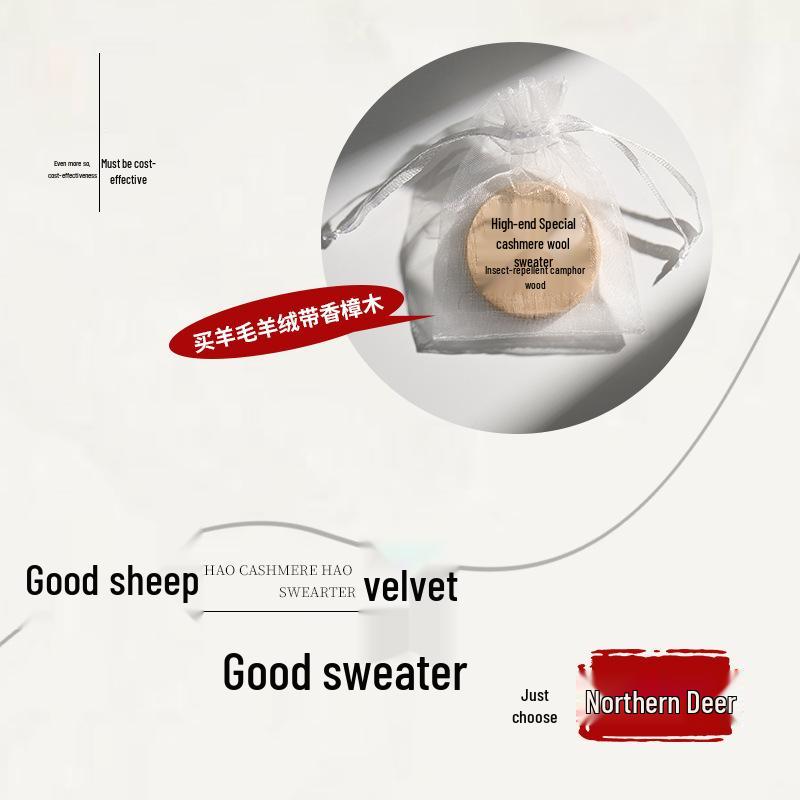 Northern Deer Merino Wool Ribbed Sweater - Round Neck Knitwear, Celebrity Style (2025)