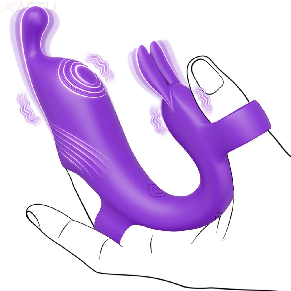Rabbit Finger Vibrator for Clitoral and G-Spot Stimulation Adult Sex Toy with 10 Vibration Modes Female Masturbation and Couples' Sex Toy
