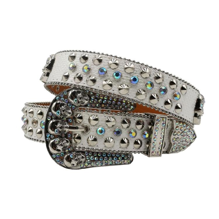 Grunge Waist Belt Jeans Belt PU Belt Casual Ceinture Punk Skull Crystal Buckle Modern Belt Street Dance Belt