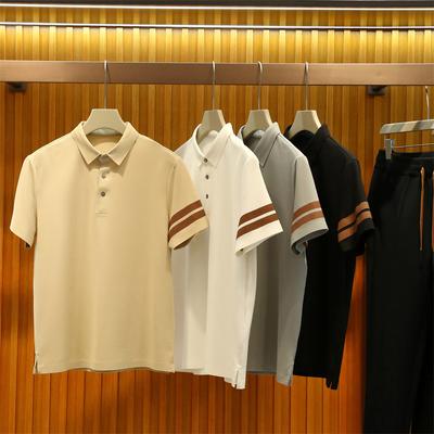 Italian Light Luxury! Cool Honeycomb Mesh Fabric! Men'S High-End Pressed Rubber Short-Sleeved Polo Shirt