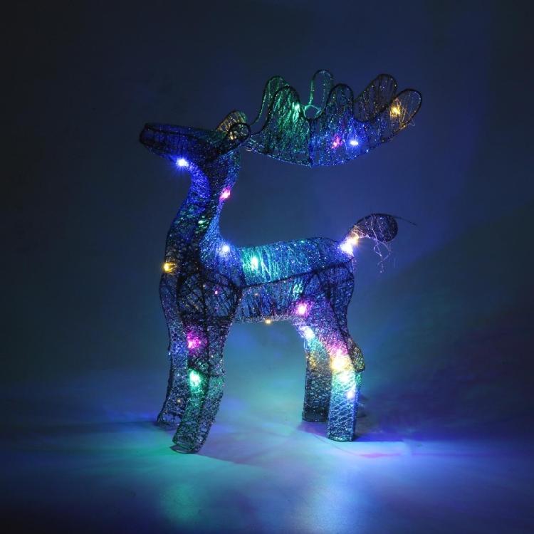 Christmas Wrought Iron Deer Figurine with Led Light Holiday New Year Party Decor