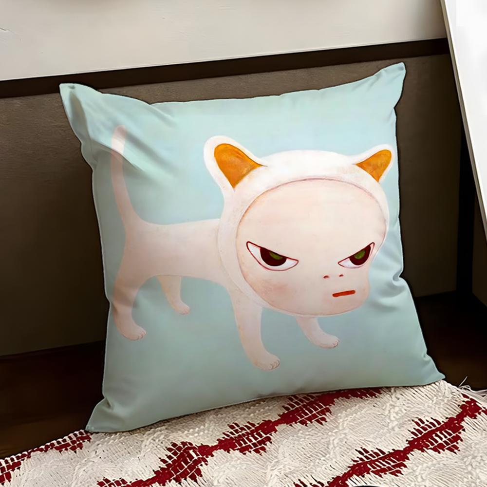YYoshitomo Nara Art Cushion Cover Reversible Soft Durable Pillow Cover Home  Car MultiScene Use for Daily Comfort