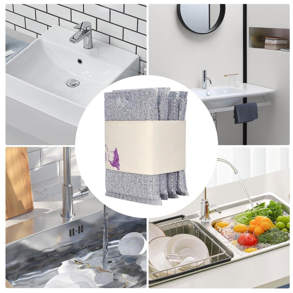 Draht-Spülschwamm 4 Stück Saugfähige Scheuerschwämme Wiederverwendbar Kratzfrei Draht-Spültuch Für Restaurant Haus Küche Herd Pfanne Topf