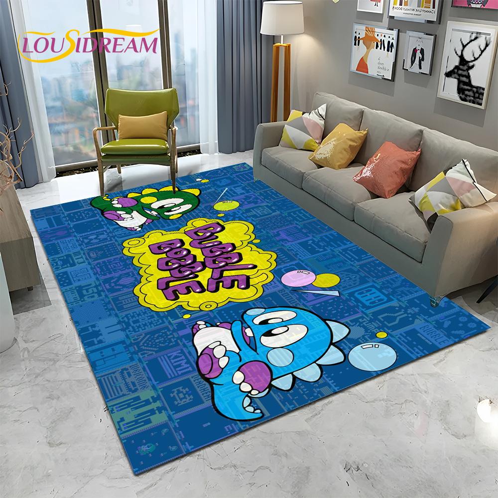 Cartoon Bubble Bobble Game Gamer Carpet Rug for Home Living Room Bedroom Sofa Doormat Decor,kid Play Area Rug Non-slip Floor Mat