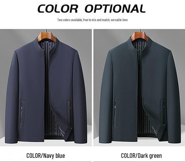 Men's Stand Collar Jacket - Versatile Spring/Autumn Business Casual Dad's Shirt for Middle-Aged Men
