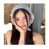 Spring Summer Floral Head Scarf with Decorative Lace Edge for Women Daily Wear Breathable Versatile Fashion Accessory