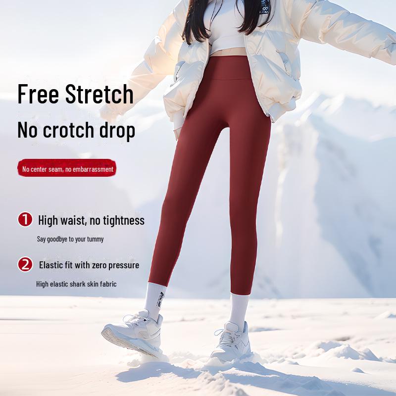 Women's Plush Shark Pants: Cozy High-Waist Barbie Yoga Leggings for Autumn & Winter