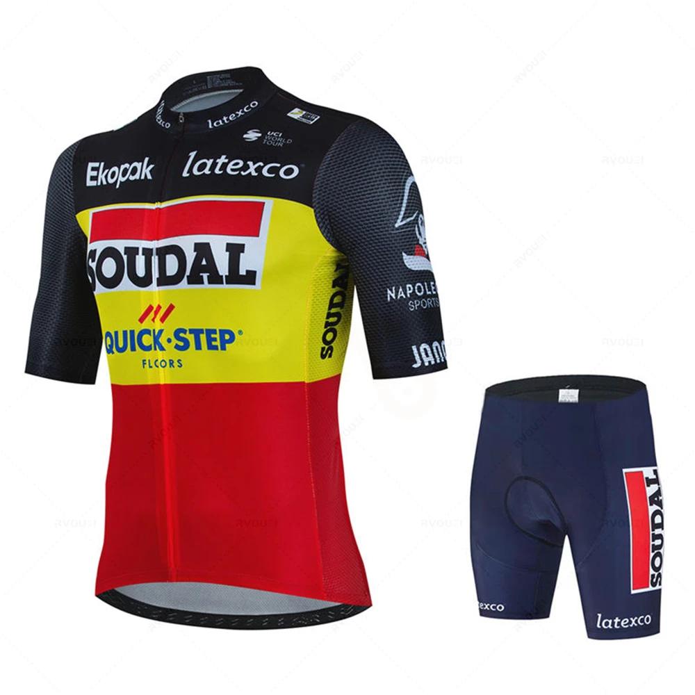 Soudal Quick Step sada cyklistického dresu léto belgické kolo prodyšné muži oblečení na horské kolo Maillot ropa ciclismo uniforma