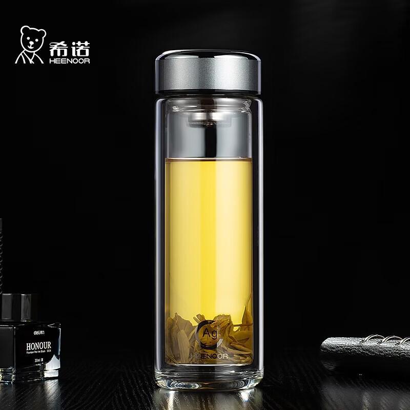 

Антибактериальная стеклянная бутылка с двойными стенками и ситечком для чая Heenoor