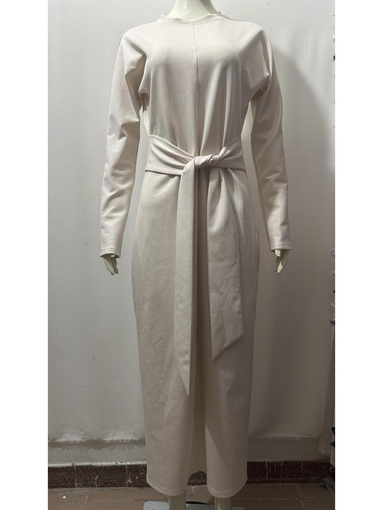 2024 Elegantes Baumwoll-Midikleid mit Schnürung in Slim Fit