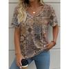 Simple Women's Striped Printed V-neck Top Casual Versatile Short-sleeved Fashion T-shirt Comfortable T-Shirts Women’s