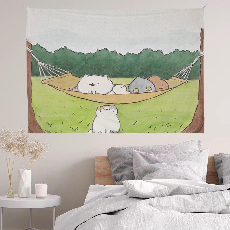 Cute Dog Healing Atmosphere Tapestry Decorative Dorm Room Wall Cloth Art Decor for Living Room Bedroom