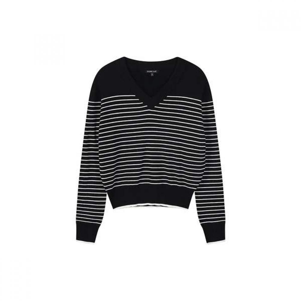 Lap V Neck Stripe Color Knit As1kh261