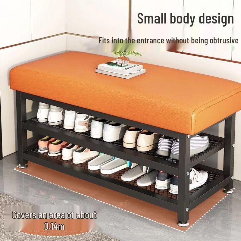 Wrought Iron Shoe Rack with Seating for Entryway