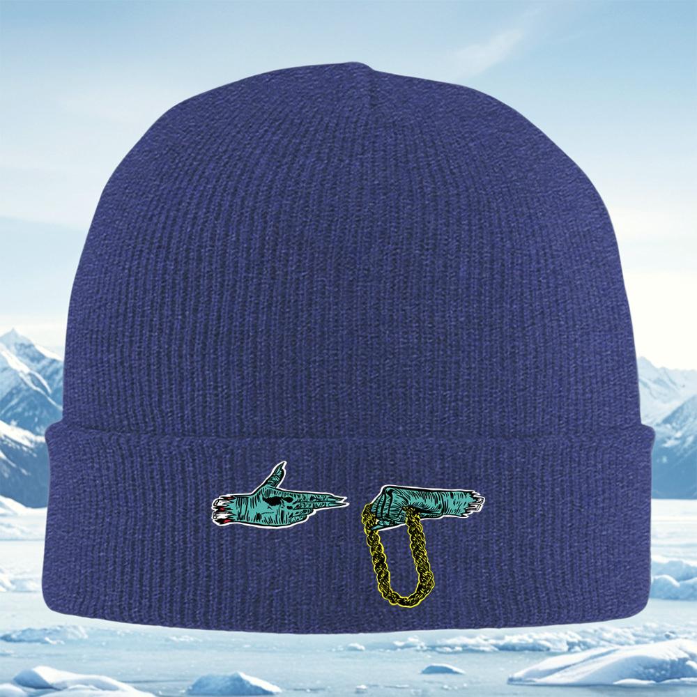 Gun Hand Holding Golden Chain Men Women Unisex Knitted Hat Beanie Pullover Cap Winter Thermal Warm Christmas Outdoor Cycling Hik