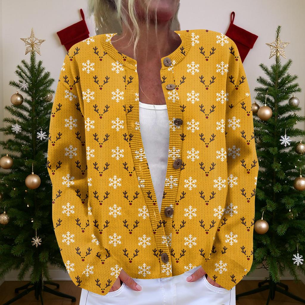 Women's Cardigan Long Sleeve Lightweight Fun Christmas Print Jacket