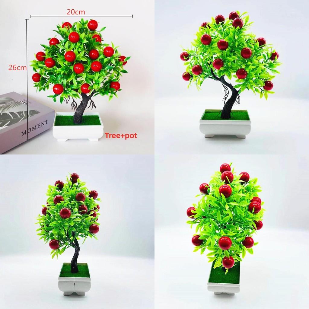 Plastics Cherries Simulate Artificial Potted Plants With Pot For Decoration Home