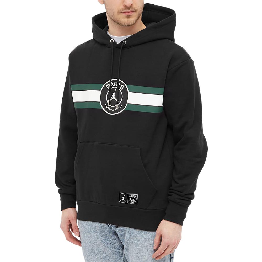 Jordan Paris Saint-Germain Logo Print Sport Hoodie Pullover Long Sleeve Men Hoodie Black DJ3928-010