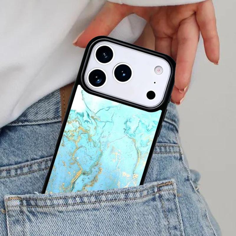 Turquoise Stone Marble Pattern Phone Case for iPhone 17ProMax 12 13 14 15 16e 17 Pro Max Plus Air Cover