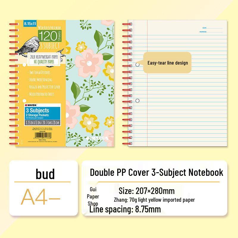 Kaisa American Inspiration Spiral Notebook - Sectioned for College and Graduate Exams, Loose-leaf