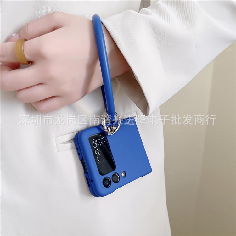 Applicable to Samsung Z Flip6 mobile phone case bracelet solid color PC oil injection hard case flip3 folding screen back cover protective case