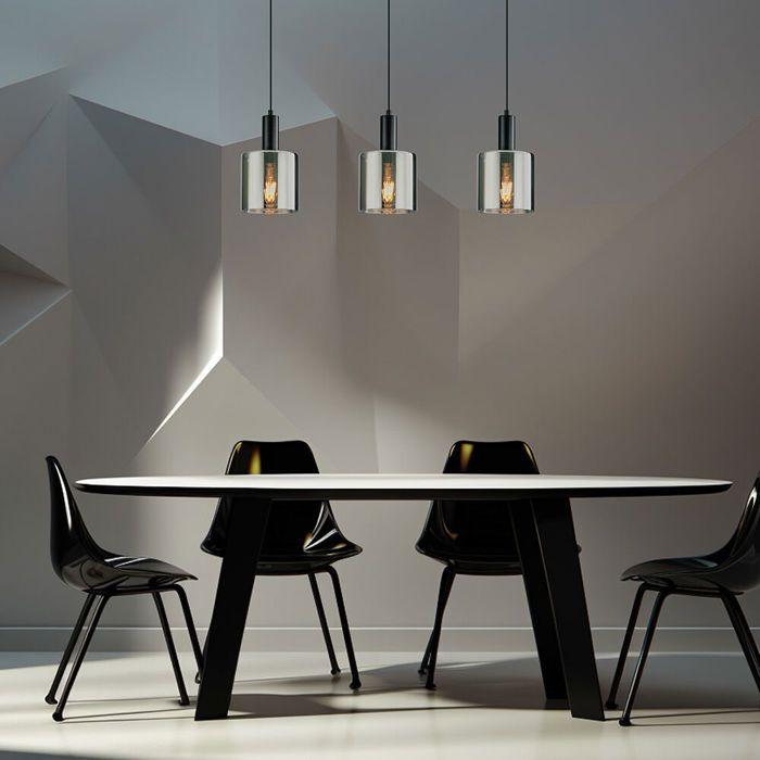Suspension décorative - BV - BV01-00072 - Verre fumé - 3xE27 - 23W - Intérieur