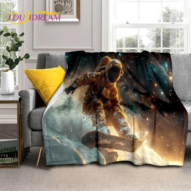 Astronaut Universe Spaceman Outer Space Cartoon Soft Flannel Blanket for Beds Bedroom Sofa Picnic,Throw Blanket Outdoors Leisure