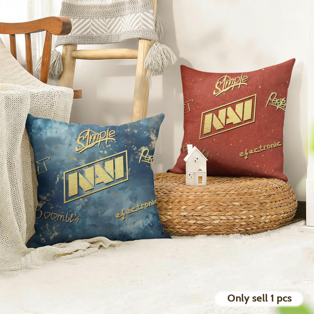Team NNavi Cushion Cover Natural Linen Organic Fabric DoubleSided Printing Couch Pillow Covers Home Decor