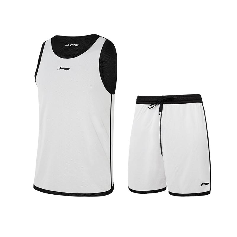 Li-Ning Breathable Quick-Dry Professional Training Reversible Sleeveless Jersey Straight-Leg Shorts Basketball Set Unisex Sportswear YATV109-1