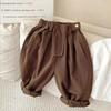 Autumn Boys Casual Pants Girls Solid Color Loose Radish Pants Kids Cotton High Waist All-match Trousers for Girls Outfits