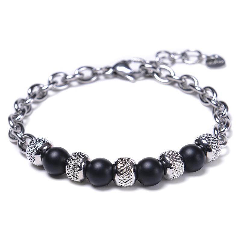 

Men Stainless Steel Bracelet Adjustable Chain Link Braslet Natural Tiger Eyes Lava Rock Stone Braclet Gifts For Boyfriend Joias