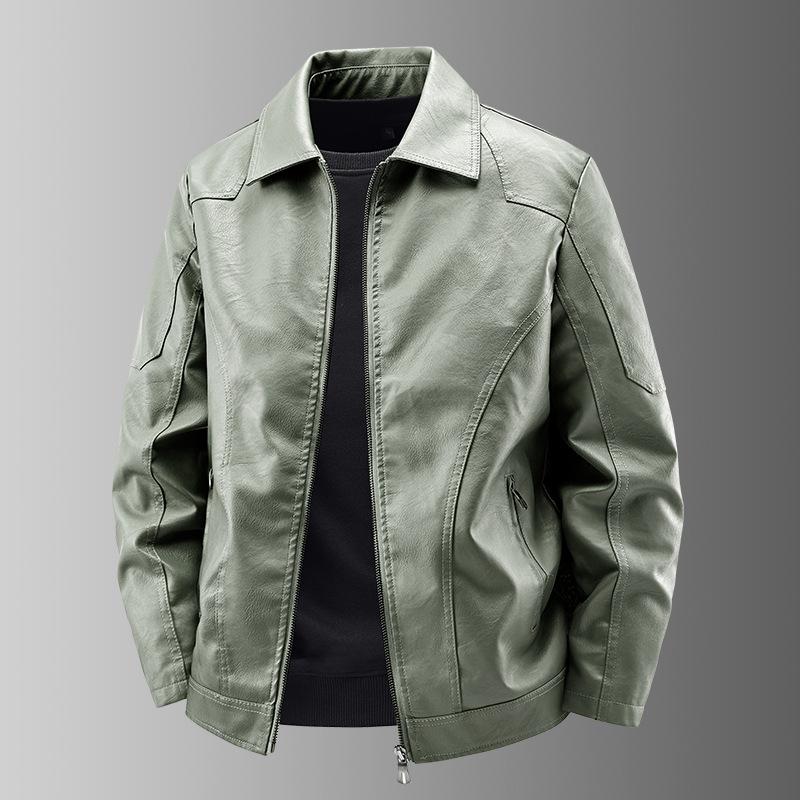 Men's leather jacket new business casual jacket men's autumn regular lapel comfortable large size top