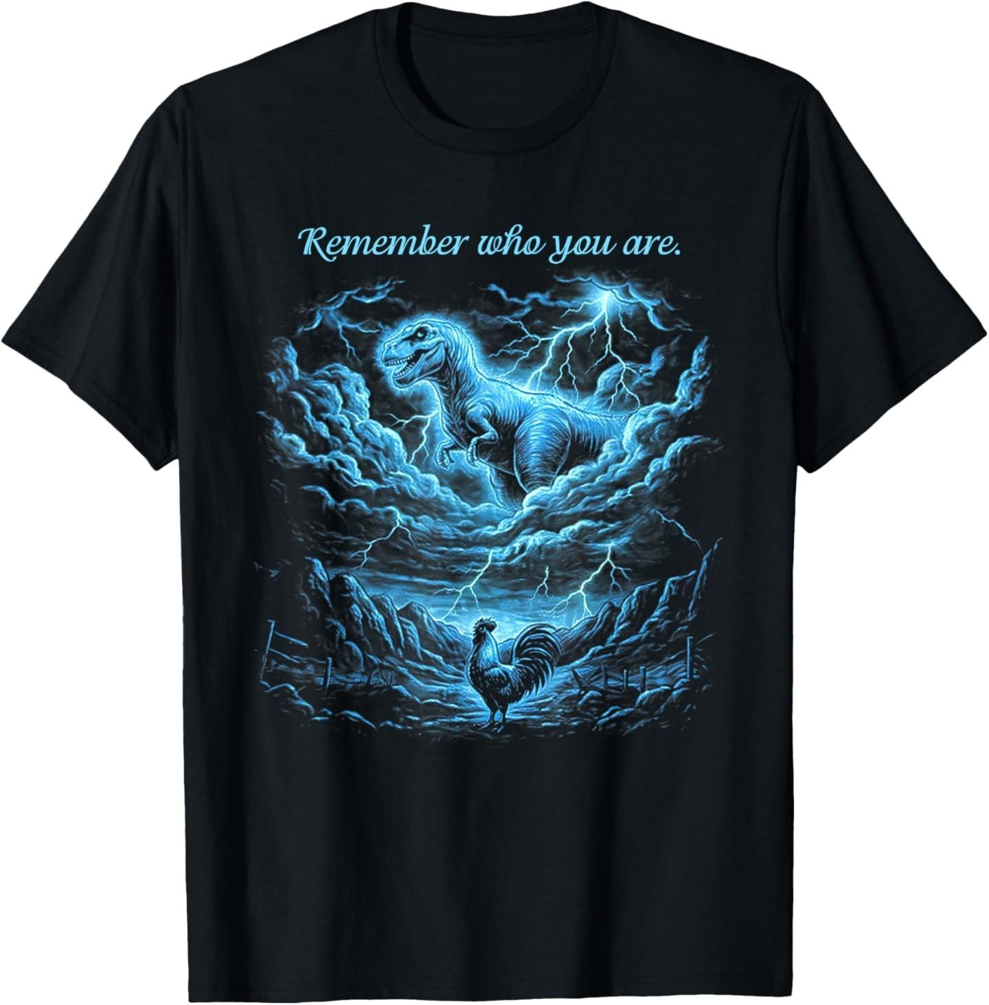 

Vintage Remember Who You are Funny Dinosaur Chicken T-Shirt 5XL різнокольоровий