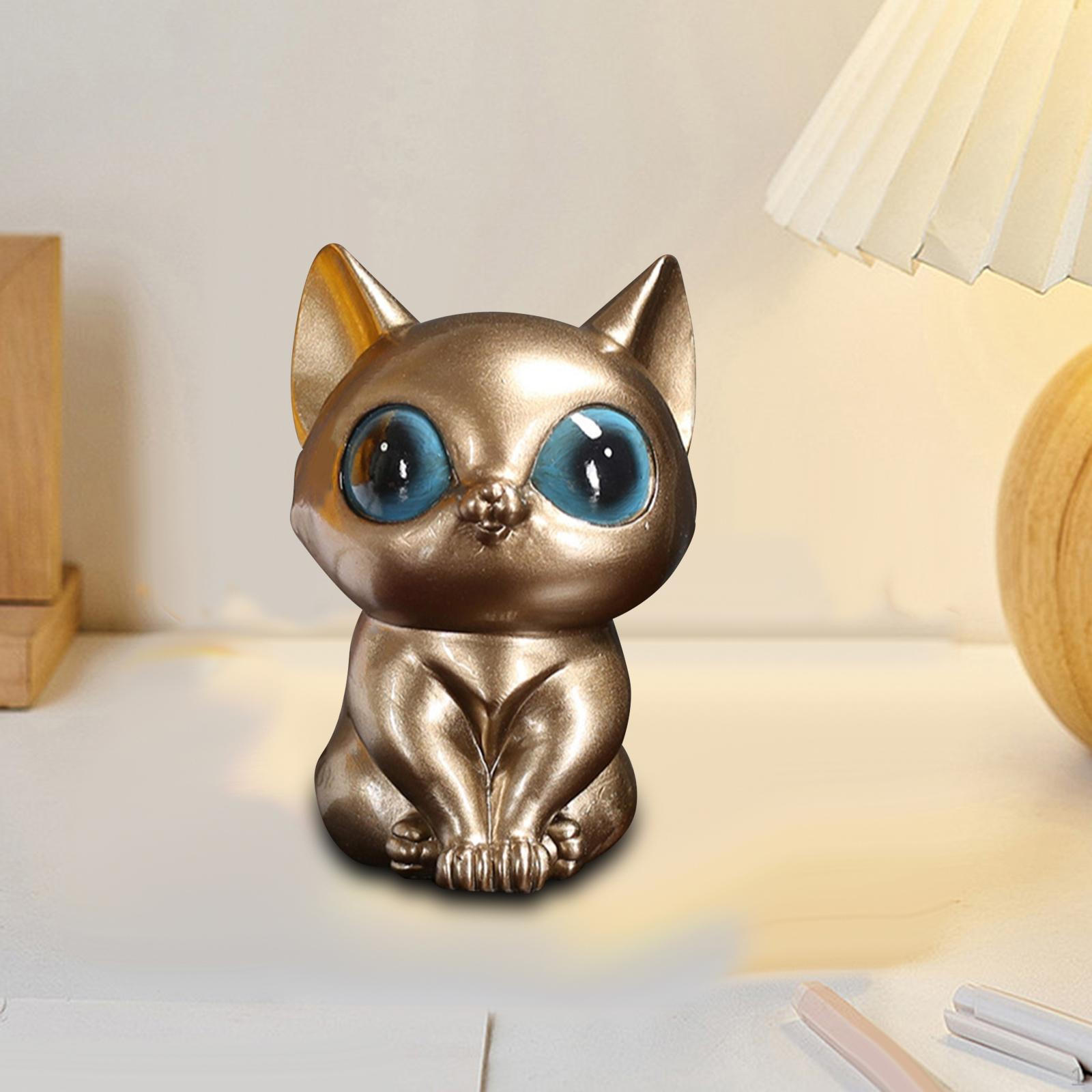 Statue Kitten Figurine Resin Cat Sculpture Kids for Home Decor Aureate