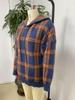 Women's Retro Plaid Hooded Knit Sweatshirt - Loose Fit, Drop Shoulder, Drawstring Pullover Sweater for Casual Wear.