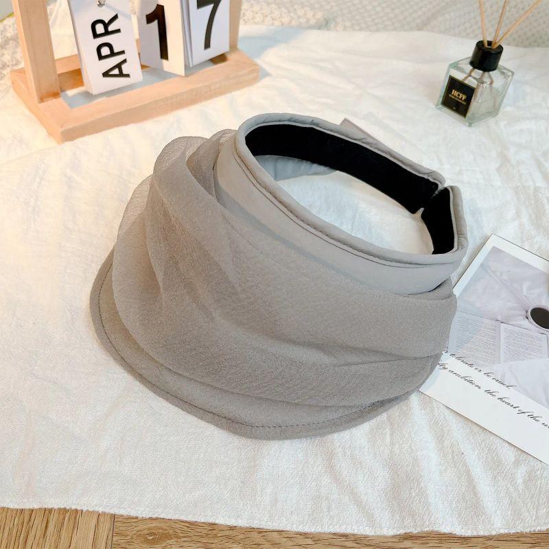 

Korean Style Hat Female Summer Mesh Sun Protection Hat UV Protection Sun Hat Face Little Wild Headband Topless Hat Elegant Gray [hairband]] One size