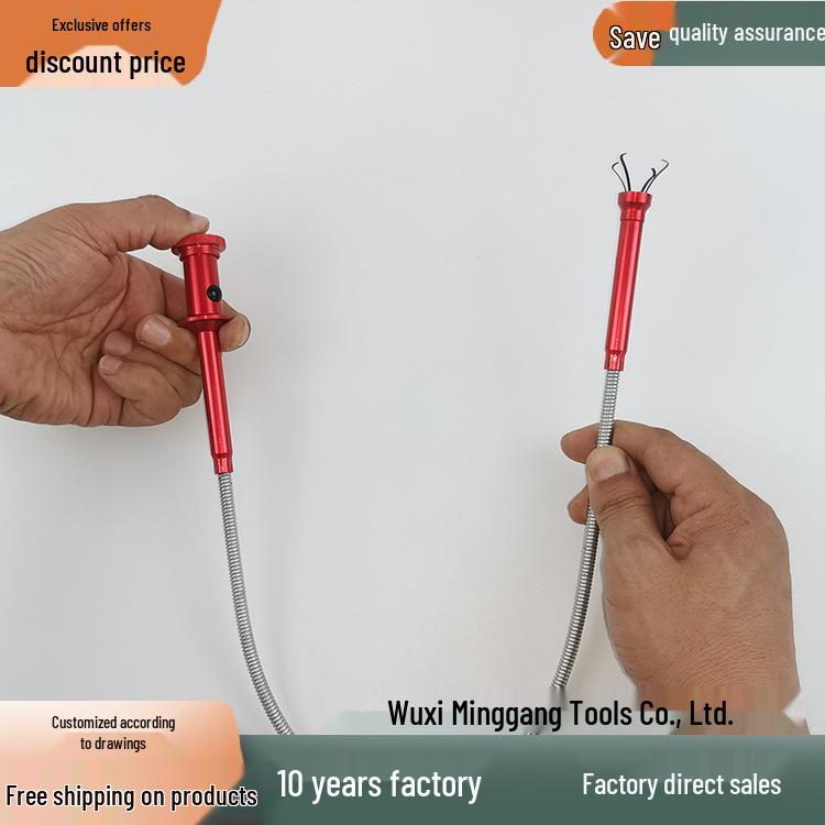 Telescopic Magnetic Pick-Up Tool with LED and Flexible Spring Claw