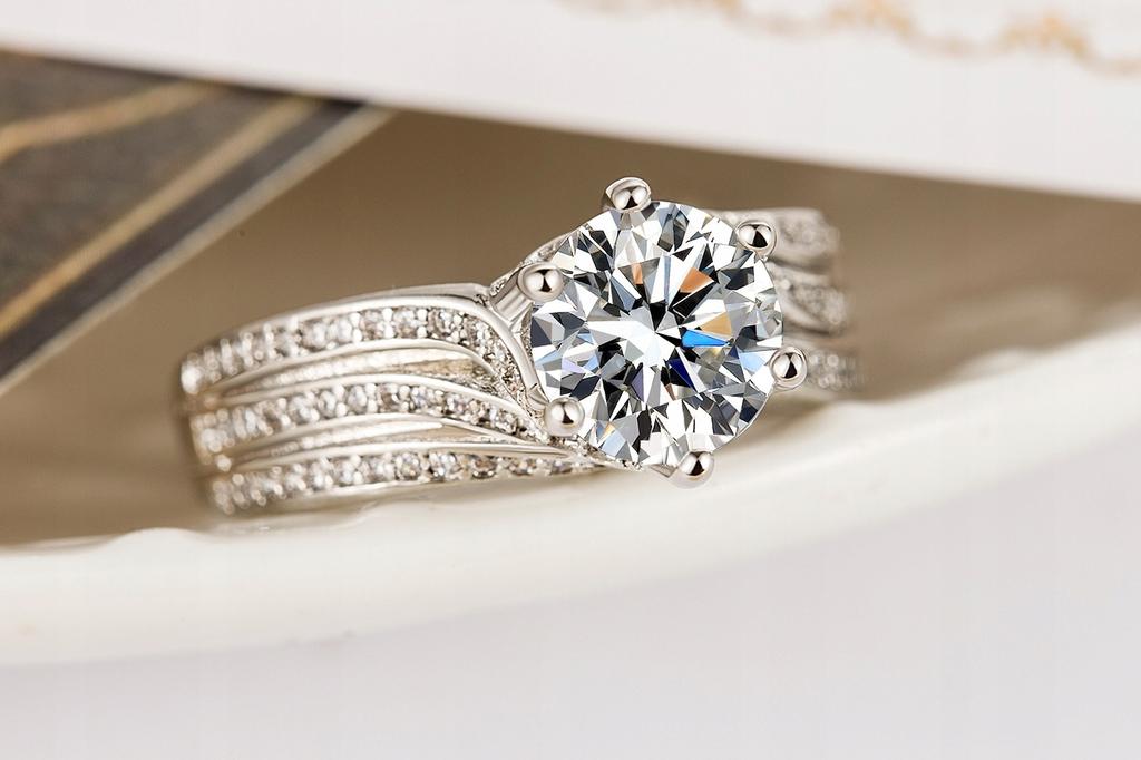 Women's Silver Ring, Adjustable, Large Crystal, Diamond Zircons