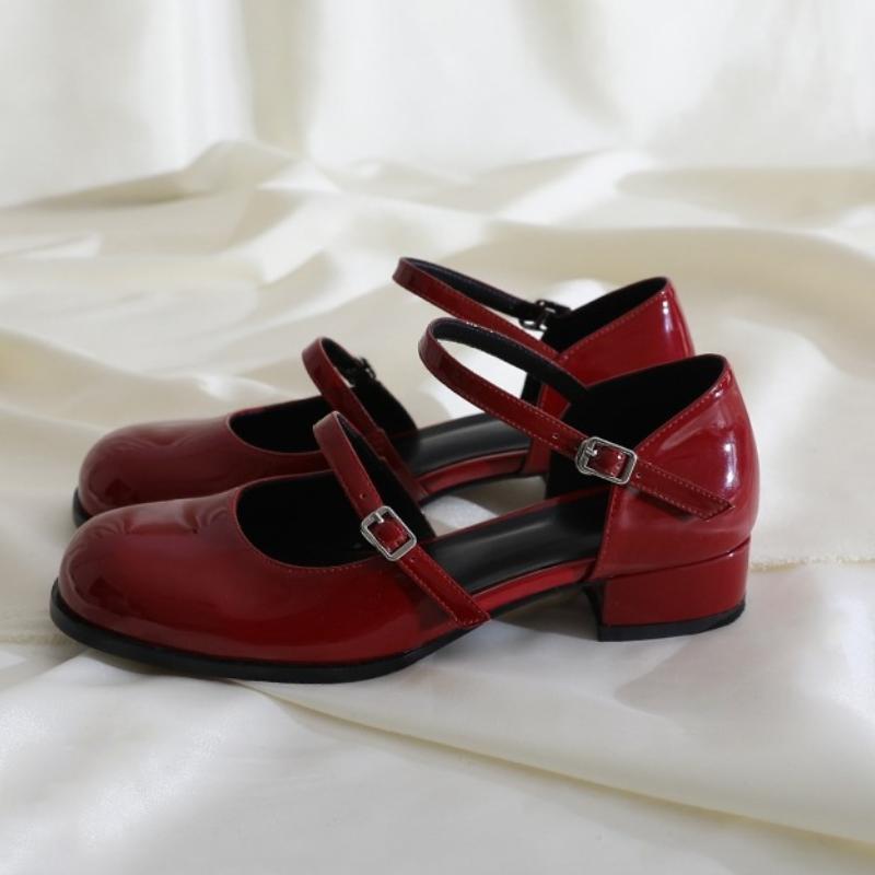 Scarpe Mary Jane Nuove alla Moda Fibbia Tacchi Alti Donna Tacco Spesso Eleganti Basso Profilo Punta Quadrata Scarpe da Ufficio Donna