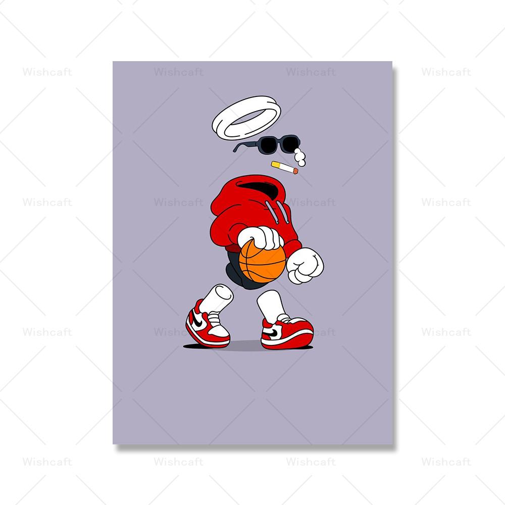 Niedlichen Cartoon Basketball Poster Kunstdruck Unsichtbarer Junge Spielen Street Ball Boxen Leinwand Malerei Bild Kinderzimmer Wohnkultur