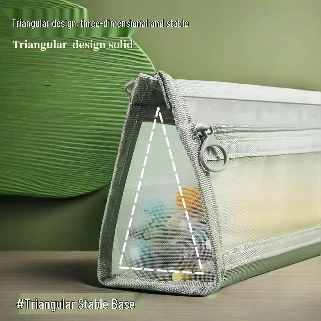 Transparent Double-Layer Mesh Pencil Case for Elementary Students