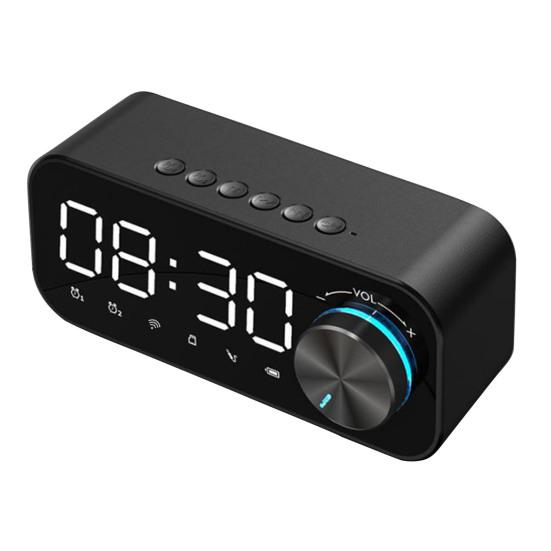LED Digital Dual Alarm Clock Bluetooth-compatible Bass Speaker with TF AUX Music Player