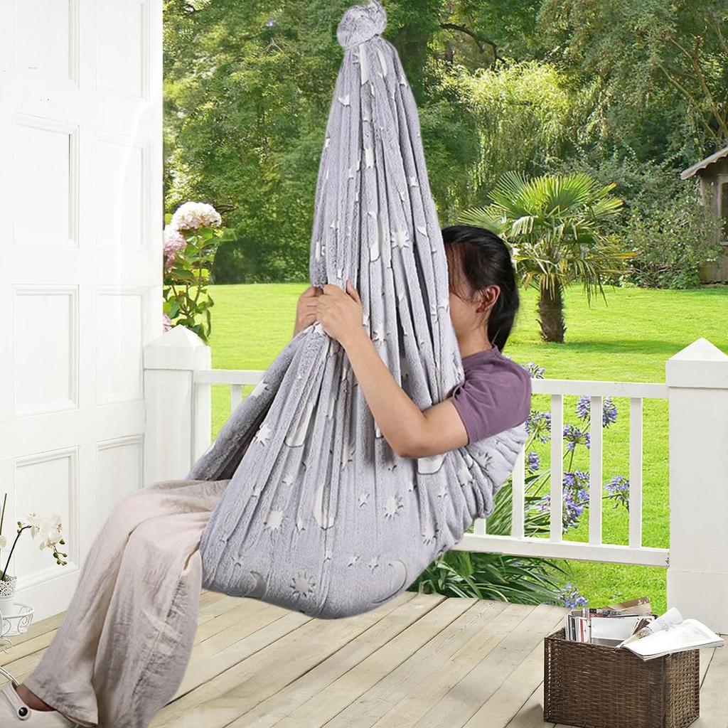 Sensory Swing Swivel Glowing Adjustable Hammock Doorway Children Pod Swing Chair For Interior Outdoor Bedroom Living Room
