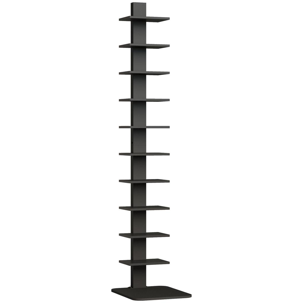 Estante Alta Moderna de 11 Prateleiras para Economizar Espaço em Estilo Industrial, 34,5x41,5x163,5 cm, Preta