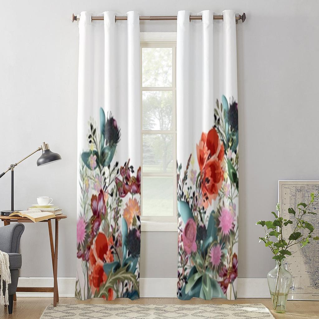 Feldblumen im Vintage-Stil Fenstergardinen für Wohnzimmer Schlafzimmer Luxus Moderne Küchengardinen Stoffvorhänge