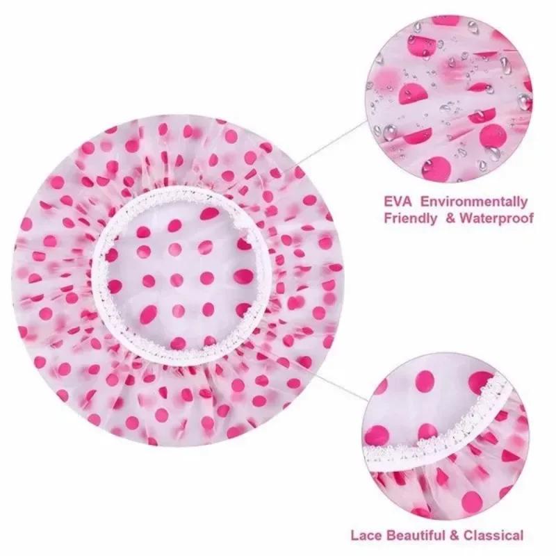 Waterproof Bath Cap Hat Elastic Shower Caps Reusable Bath Head Hair Cover For Women Salon Shower Supplies