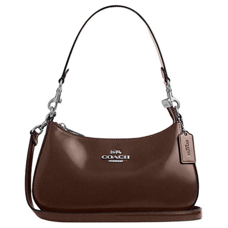 Coach Women's Teri 25 Logo Zip Closure Leather Crossbody Shoulder Bag Medium Bags Maple Cv938-Svmpl