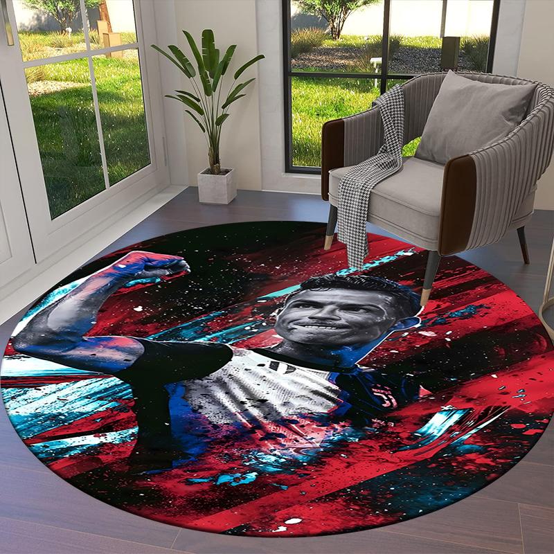 CR7 Round Area Rug,Carpet Rug for Living Room Bedroom Sofa Playroom Decor,Non-slip Floor Mat