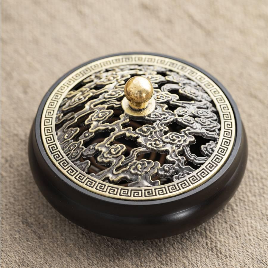 Трехногий Дракон и Феникс Латунный курильница для благовоний с благоприятными облаками - Настольное дзен-украшение для домашнего использования